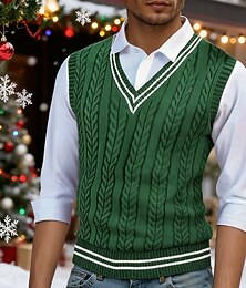 abordables -Homme Pull Gilet Robe pull Pull Gilet Pull Tricoté Côtelé Torsadé Tricoter Hauts Réguliers Tricoté Bloc de Couleur Col en V Mode Occasionnel Vacances Tenue quotidienne Vêtement Tenue Automne Hiver
