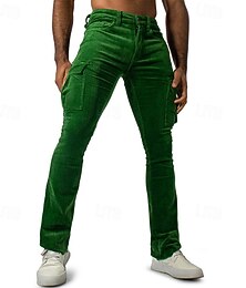 Недорогие -Муж. Брюки карго Брюки-карго Вельветовые брюки Повседневные брюки Карман Полотняное плетение Комфорт Мягкий Полная длина на открытом воздухе Повседневные Уличная одежда Отпуск Мода Белый Винный