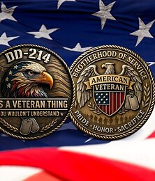 abordables -DD-214 – Pièce commémorative pour vétérans, pièce de défi DD-214 pour vétérans américains, cadeau pour les familles de vétérans et leurs amis retraités