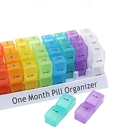 economico -Portapillole mensile 2 volte al giorno, portapillole da 31 giorni con scomparti am pm, grande portapillole mensile per vitamine e integratori &farmaci, portapillole da viaggio, senza BPA