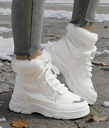 economico -stivali da neve da donna color cachi con polsini in pelliccia: alla moda e isolanti, ideali per le avventure invernali all'aperto, le giornate nevose e lo stile casual
