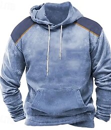 abordables -Homme Sweat à capuche Bleu Noir À capuche Uni Patchwork Bloc de Couleur Poche kangourou Sport & Loisir Occasionnel Quotidien Streetwear Frais Vêtements de sport Printemps & Automne Vêtement Tenue