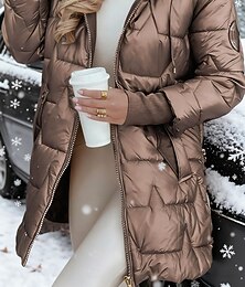 abordables -Mujer Abajo Chaqueta acolchada Chaqueta casual Mantiene abrigado Cómodo Cremallera Bolsillo Moda Casual Plano Calle Ropa Cotidiana Noche Cremallera Regular Con Capucha Ajuste regular Manga Larga Ropa