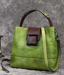 abordables -Sac à main vintage pour femme en cuir véritable, style vintage élégant, résistant avec bandoulière ajustable, idéal pour le bureau et les sorties décontractées.