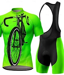 economico -Per uomo Maglia da ciclismo con pantaloncini con bretelle Completo da ciclismo Manica Corta Mountain Bike MTB Ciclismo su strada Estate Verde Geometrico Bicicletta Protezione solare Resistente ai