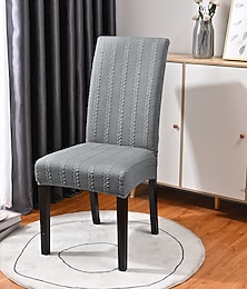 billiga -Enfärgade stretchiga jacquardstolsöverdrag med texturerad kabelstickad design med hög rygg och elastiska sitsskydd för hemkök, hotell, bankettdekoration