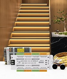 Недорогие -Комплект светодиодной подсветки лестницы с интеллектуальным датчиком движения, 10-24 шт., 4,9-футовая светодиодная лента COB для внутренней подсветки лестниц, оснащенная кабелем с выключателем и