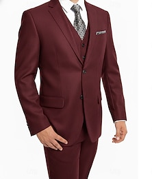 halpa -miesten häät rento liiketoiminta samettipuvut lovikäänne musta burgundi päivittäin liiketoiminta yksivärinen räätälöity istuvuus kolmiosainen yksirivinen kaksinaptinen