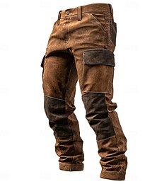 Недорогие -Муж. Брюки карго Брюки-карго Повседневные брюки Замшевые брюки Пэчворк Карман Мульти карман Полотняное плетение Комфорт Мягкий Полная длина на открытом воздухе Повседневные На выход Отпуск Мода Хаки