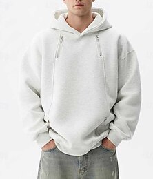 preiswerte -Herren Kapuzensweatshirt Schwarz Grau Mit Kapuze Einfach Reißverschluss Sport & Outdoor Täglich Ferien Polyester Streetwear Basic Lässig Frühling Herbst Bekleidung Kapuzenpullover Sweatshirts