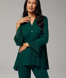 preiswerte -Damen-Plissee-Top aus Tencel mit Kontrastdesign und abgerundetem Saum, stilvoll, bequem, atmungsaktiv, elegant, für den Alltag, die Arbeit, lässig, vielseitig, für den Herbst