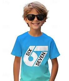 お買い得  -男女兼用 男の子 3D グラフィック カラーグラデーション 面白いスラング 67 Tシャツ Ｔシャツ 半袖 3Dプリント 夏 春 スポーツ ファッション ストリートファッション 子供 4〜12年 クルーネック アウトドア カジュアル 日常 レギュラー