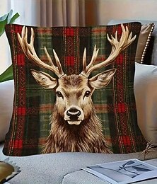 billiga -Julplysch örngott med sött renhuvud mjukt dekorativt kuddfodral för soffa vardagsrum semesterinredning örngott utan inlägg