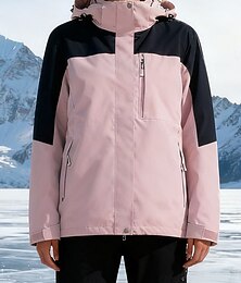 preiswerte -Damen 3-in-1-wasserdichte Daunenjacke Mit Kapuze Winddicht Bequem Reißverschluss Tasche Lässig Farbblock Outdoor Urlaub Straße Alltagskleidung Reisverschluss Kurz Mit Kapuze Normale Passform Langarm