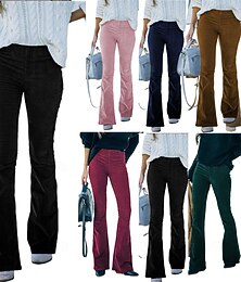 economico -Per donna Pantaloni a zampa Elegante Vintage Moda Lunghezza intera Vita Alta Micro-elastico Formale All'aperto Vacanza Verde scuro Rosso scuro Nero Rosa Estate Primavera Autunno Inverno Vestibilit