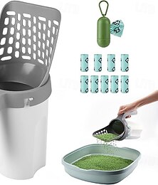 olcso -macskaalom lapát tartóval macskaalom lapát hulladékgyűjtővel és utántöltővel 135 zsák (9 doboz, egyenként 15 zsák) nagy kapacitású macskaalom lapát hordozható