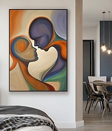 baratos -Pintura a óleo original abstrata feita à mão sobre tela, de casal, grande formato, arte de parede, pintura personalizada, decoração de parede para sala de estar