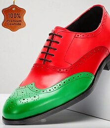 baratos -Sapatos brogue masculinos em verniz vermelho e verde - calçado formal elegante e arrojado para o Natal, festas de fim de ano e ocasiões especiais.