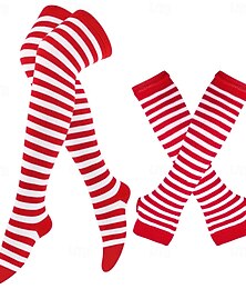 Недорогие -Карнавал Перчатки Носки Карнавальный костюм 白色                                              红色 Полоски Взрослые Жен. Рождество Карнавал Для вечеринок Повседневные Легкий карнавальный костюм Одеваемся