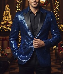 olcso -Férfi Blézer dzseki Blézer V-alakú Divat Buli Retro Egyszínű Fekete Rubin Medence Normál