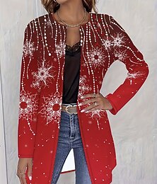 preiswerte -Damen Wintermantel Freizeitjacke Warm Schnelltrocknend Tasche Öffnung vorne Modern Lässig Schneeflocke Lässig Täglich Alltagstauglich Regulär Rundhalsausschnitt Normale Passform Langarm Oberbekleidung