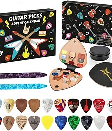 abordables -Calendario de adviento de púas de guitarra 2025 para adultos y adolescentes, calendario de cuenta regresiva de 24 días con 20 púas y accesorios, regalo navideño coleccionable para guitarristas y