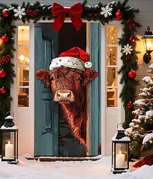 economico -Natale Poster Copertura della porta Banner per esterni Cow Carino 3D Da serata Dormitorio Stanza per adolescenti Dormitorio universitario Ragazzi Man Cave Frat Bedroom Sfondi di ripresa Arredamento