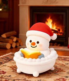 preiswerte -Weihnachtsbaden, spitze Nase, Weihnachtsmütze, Lesen, Schneemann, LED-Lampe, Tischleuchte, Stimmungsleuchte, Höhe 15 cm
