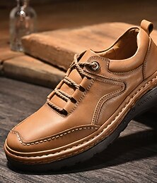 abordables -Zapatillas deportivas marrones de piel sintética para hombre: cómodas y resistentes, ideales para aventuras al aire libre, paseos informales y uso diario.