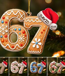 economico -Ornamento natalizio in acrilico personalizzato, nome personalizzato, 67 meme, decorazione di pan di zenzero, regali di compleanno di Natale per bambini - ricordi di cucina dal primo giorno