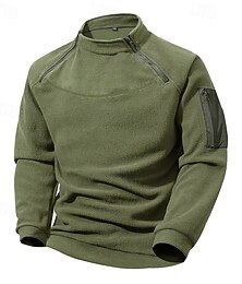 preiswerte -Herren Sweatshirt Fleece-Sweatshirt Viertelreißverschluss Sweatshirt Taktischer Kapuzensweatshirt Schwarz Armeegrün Marineblau Khaki Dunkelgray Hoher Ausschnitt Einfach Reißverschluss Tasche Sport