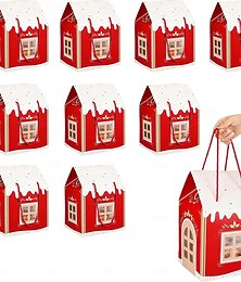 economico -Set di 2 scatole regalo natalizie a forma di casa delle meraviglie, grandi scatole pop-up 3D a forma di casa per regali di festa, graziosi sacchetti rosa per bomboniere, confezioni di biscotti e