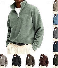 economico -Per uomo Maglia Felpa in pile Maglione Felpa con zip corta Nero Verde chiaro Blu marino Verde scuro Marrone Colletto Mao Semplice Patchwork Sport & Outdoor Casuale Quotidiano Streetwear Cool