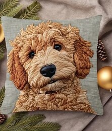 billiga -Vintage-stil hund örngott med 2D platt tryck digital konst maskintvättbar dragkedja dekorativt kuddfodral för soffa vardagsrum sovrum accenter