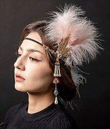 economico -Retrò Vintage Anni Ruggenti Anni 1920 Fascia Flapper Copricapo Accessori per la testa Il grande Gatsby Piuma Costume Per donna Natale Carnevale Mascherata Festa a tema retrò Danza Charleston Adulti