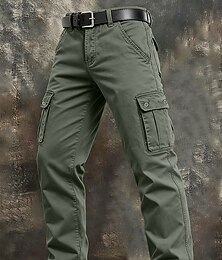 billige -Herre Militærbukser Bukser Arbeidsbukser Knapper Multi lomme عادي Anvendelig Full lengde utendørs Daglig Camping & Vandring Ferie Mote Svart Militærgrønn Uelastisk