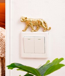 abordables -1 autocollant décoratif pour interrupteur, motif léopard, en résine, représentant un adorable animal de dessin animé. Convient pour le salon, la chambre, la cuisine et autres pièces.