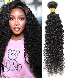 abordables -Cheveux brésiliens humains 1b # couleur noir naturel, bouclés, 1 paquet de 25 à 75 cm