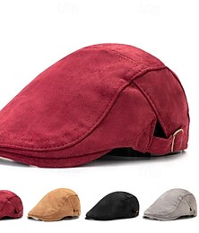 baratos -Homens Boina Chapéu Ascot chapéu de jornaleiro Preto Vinho Poliéster Moda Casual Rua Diário Tecido Ajustável Filtro Solar Respirável