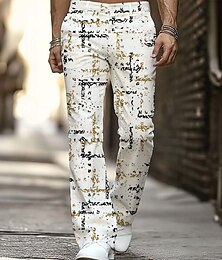 abordables -Homme Formes Géométriques Art abstrait Pantalons Pantalon Disco Pantalons pattes d'éléphant des années 60 et 70 Taille Moyenne Occasionnel Extérieur Vacances Vêtements de rue Poches Latérales
