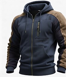 economico -Per uomo Felpa con cappuccio a zip intera Felpa con cappuccio tattica Nero Blu marino Con Cappuccio Semplice Cerniera Sport & Outdoor Casuale Quotidiano Streetwear Cool Abbigliamento Sportivo Autunno