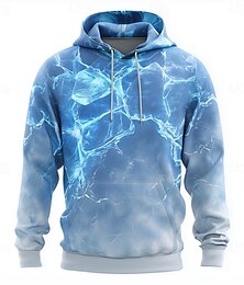 abordables -Homme Illusion d'optique Glaçon Sweat à capuche Sweatshirt Mode Frais 3D Col ras du cou Maison Soirée Vêtements de rue Bleu 1 Noir Cordon de serrage Automne Hiver Designer S M L XL XXL XXXL