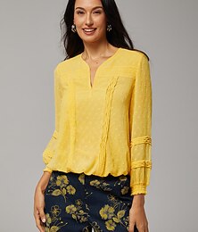 preiswerte -Urlaubs-Chiffon-Top mit Polka-Dots und doppelter Lage