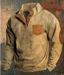 economico -Per uomo Maglia Felpa con cappuccio Maglione Felpa con cappuccio abbottonata Aalbicocca Nero Verde Cachi Grigio scuro Colletto Mao Semplice Patchwork Sport & Outdoor Casuale Quotidiano Streetwear