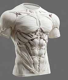 abordables -Hombre Músculo de impresión en 3D 3D Simulación Camiseta Manga Corta Camiseta Impresión 3D Cuello Barco Camisa Exagerado Design Diario Discoteca Fiesta Blanco Rojo Gris Verano Primavera Todas las
