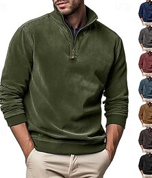 economico -Per uomo Maglia Maglione Felpa con zip corta Rosso bordeaux Nero Verde militare Blu marino Blu Reale Colletto Mao Semplice Zip a un quarto Sport & Outdoor Casuale Quotidiano Vintage Streetwear