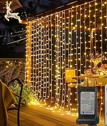 economico -Luci per tende natalizie 3 * 3 m 300 LED 8 funzioni telecomando temporizzato luci per tende fatate luci decorative per interni ed esterni per feste di matrimonio cortile