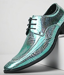 economico -scarpe stringate da uomo in vernice verde metallizzata - scarpe eleganti alla moda per professionisti moderni