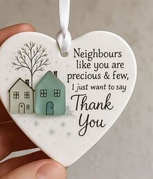 economico -ornamento natalizio a forma di cuore, regalo di ringraziamento in ceramica per i vicini, decorazione natalizia, ricordo festivo a forma di cuore