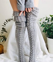 preiswerte -Damen-Overknee-Socken aus Acrylstrick – weich, warm, perfekt für Weihnachten, in verschiedenen Größen erhältlich